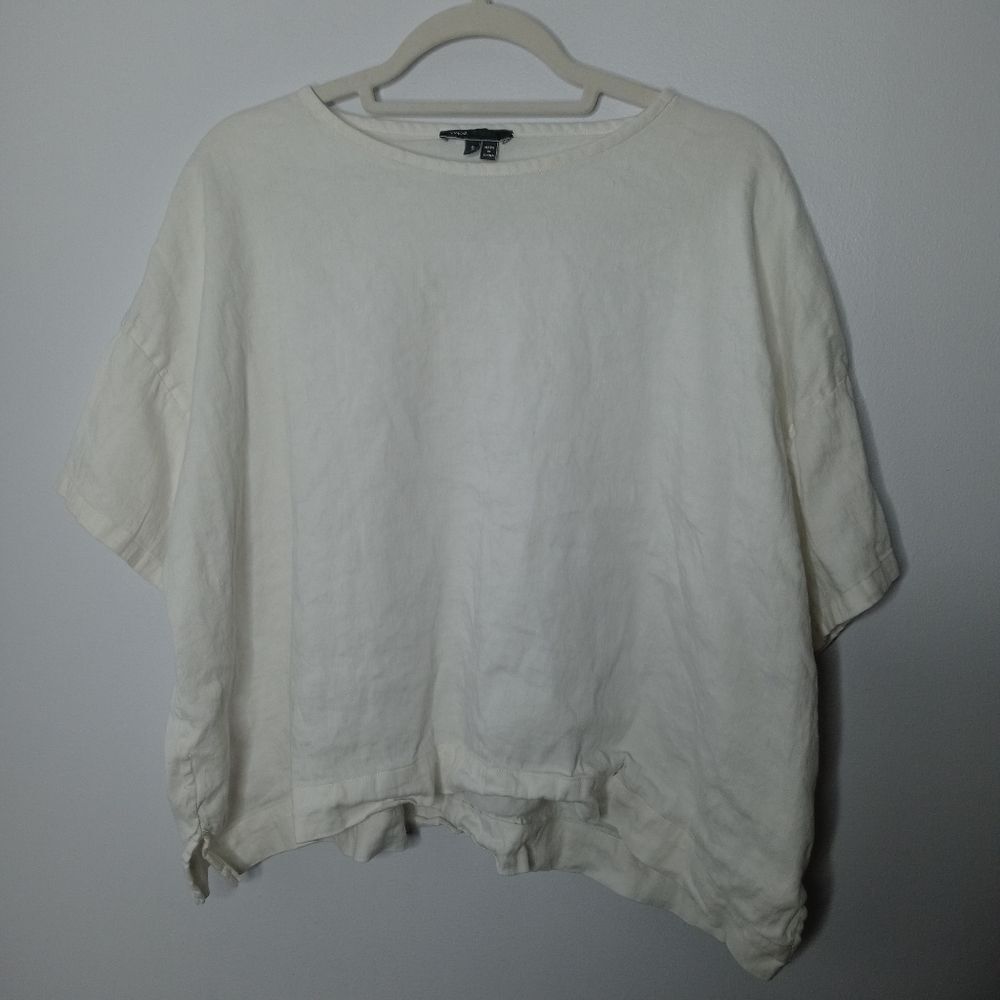 Vince white linen blend blouse